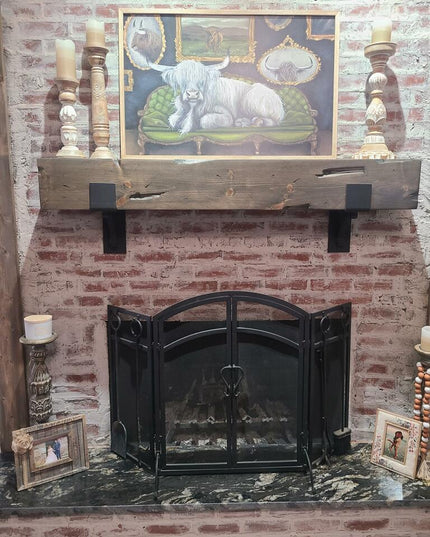 The Buffalo 4" Mantel Bracket – Square Support Bar with Metal Straps, Heavy Duty Steel, Handmade USA