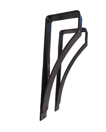 The Syracuse black metal countertop support brackets by Industrial Farm Co featuring modern industrial curved design with ...