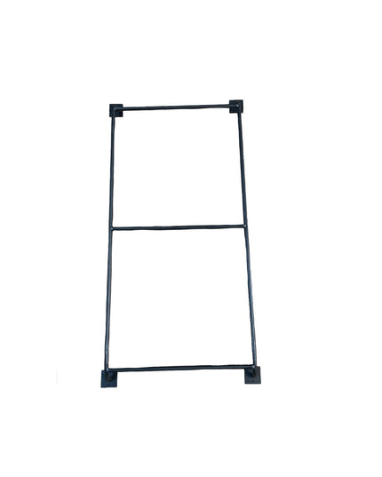 Black metal wall-mounted ladder rack with three horizontal rungs and corner mounting brackets - The Arianna Wall Mounted L...