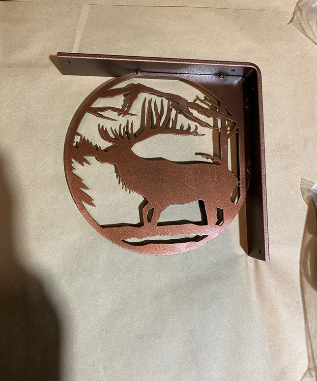 Handcrafted Metal Elk Profile L-Bracket