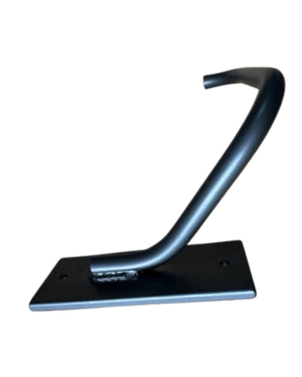Black curved metal toilet paper holder with rectangular base plate - The Tully by Industrial Farm Co in modern minimalist ...