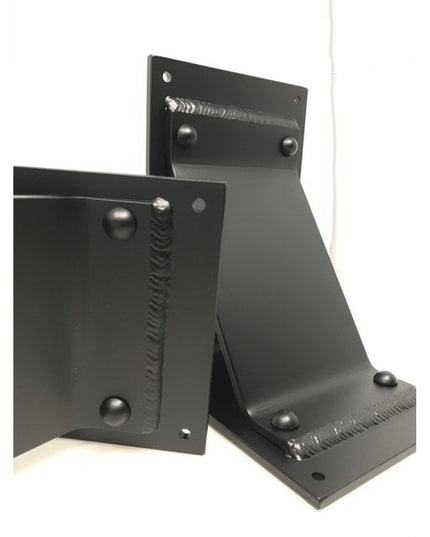 Black powder-coated steel Geneseo Bracket Supports with welded construction and mounting holes by Industrial Farm Co