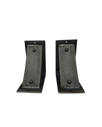 Black metal industrial shelf brackets with curved design and rivet details - Industrial Farm Co Moravia 4" Shelf Brackets ...