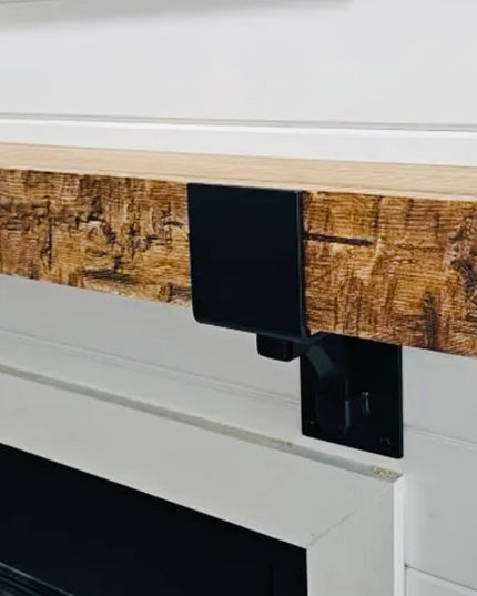 The Buffalo 4" Mantel Bracket — Heavy Duty Steel Mantel Support with Metal Straps, Rustic Fireplace, USA Handmade
