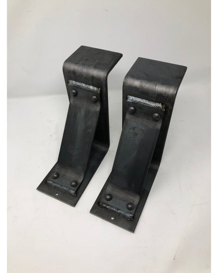Black metal Fulton Style Heavy Duty Mantel Support brackets with welded construction and mounting holes by Industrial Farm Co
