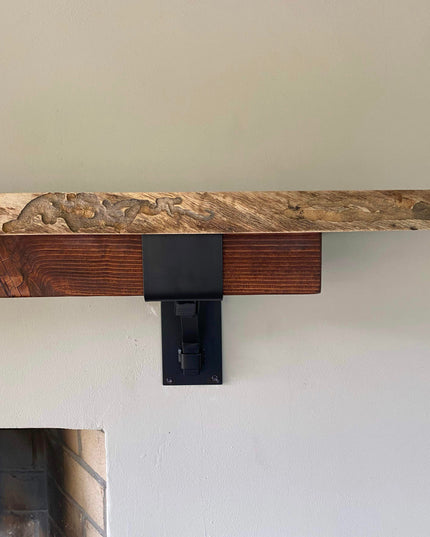 The Buffalo 4" Mantel Bracket – Square Support Bar with Metal Straps, Heavy Duty Steel, Handmade USA