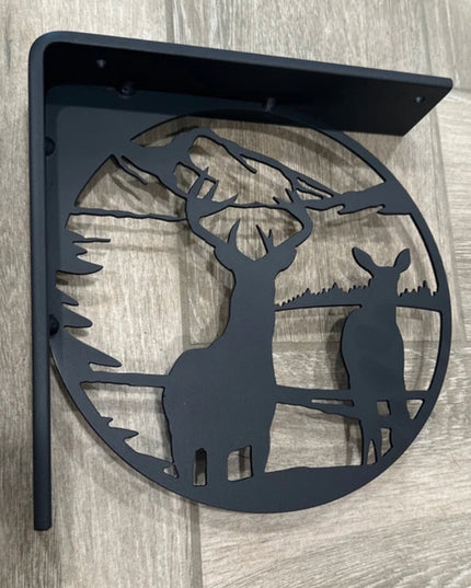Handcrafted Metal Deer Landscape L-Bracket