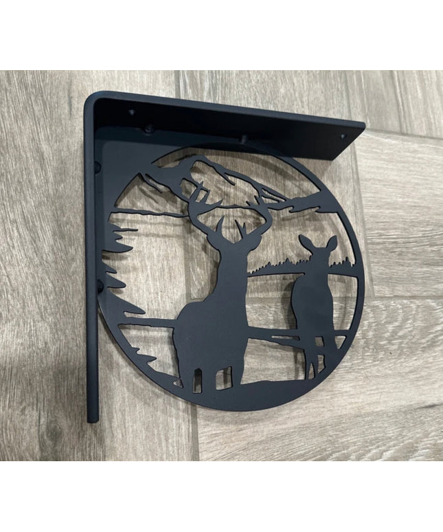 Handcrafted Metal Deer Landscape L-Bracket