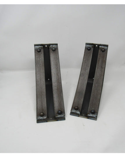 Industrial Farm Co Jamestown 4 inch wide black metal shelf brackets with welded construction and mounting holes, set of two