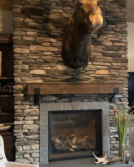 The Buffalo 4" Mantel Bracket – Square Support Bar with Metal Straps, Heavy Duty Steel, Handmade USA