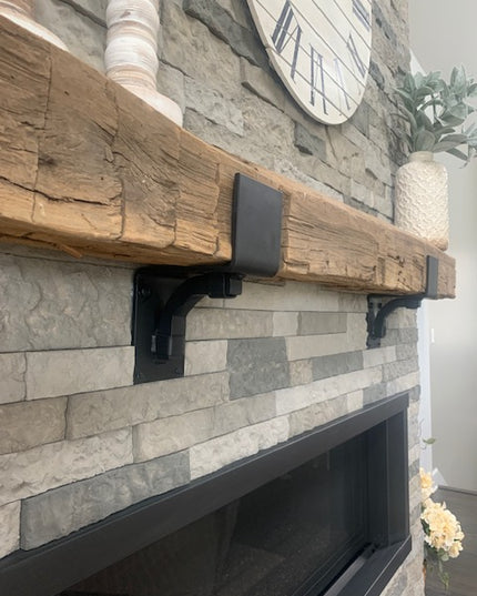 The Buffalo 4" Mantel Bracket – Square Support Bar with Metal Straps, Heavy Duty Steel, Handmade USA