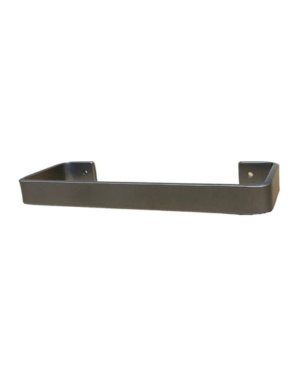 Industrial Farm Co Emma black metal towel holder bar with mounting brackets on white background