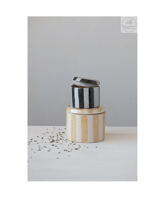Striped Stoneware Canister