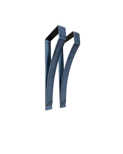 Industrial Farm Co Syracuse black steel countertop support brackets with curved angled design, sold as pair