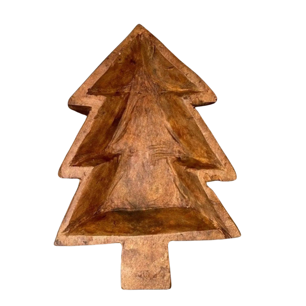 Christmas Tree Wooden Dough Bowl