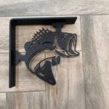 Heavy-Duty Large Mouth Bass Metal Shelf Bracket