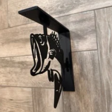 Heavy-Duty Large Mouth Bass Metal Shelf Bracket