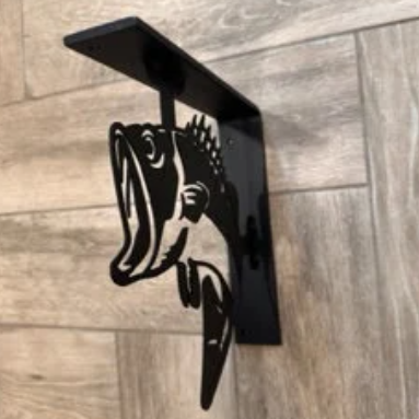 Heavy-Duty Large Mouth Bass Metal Shelf Bracket