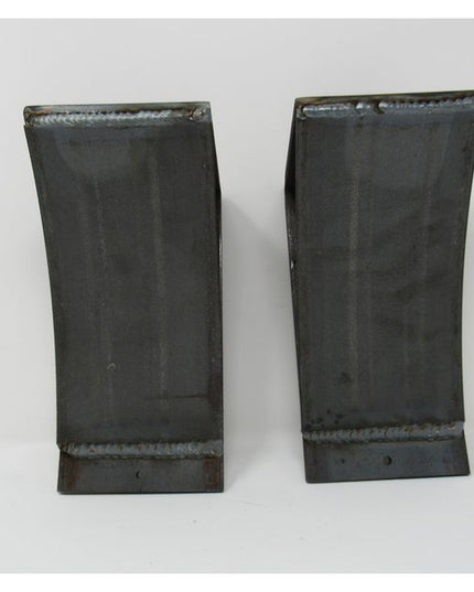 Industrial Farm Co Tipp Hill Mantel Support brackets in dark steel with welded construction and rectangular mounting plates