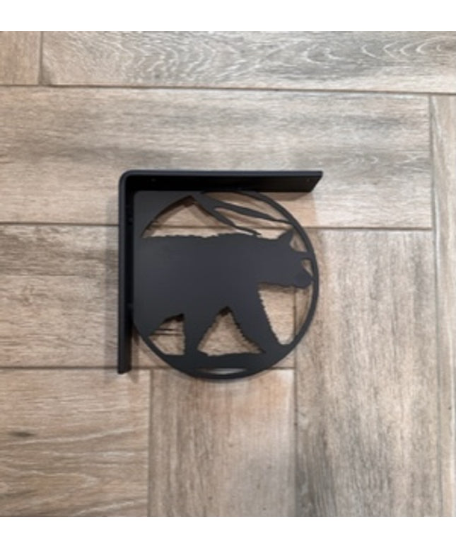 Handcrafted Metal Bear Cutout L-Bracket 2" Wide