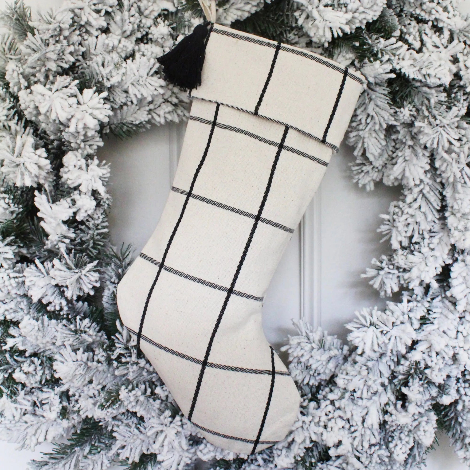 Bianca Windowpane Christmas Stocking     | Industrial Farm Co