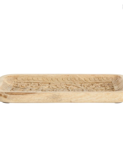 Floral Carved Mango Tray     | Industrial Farm Co