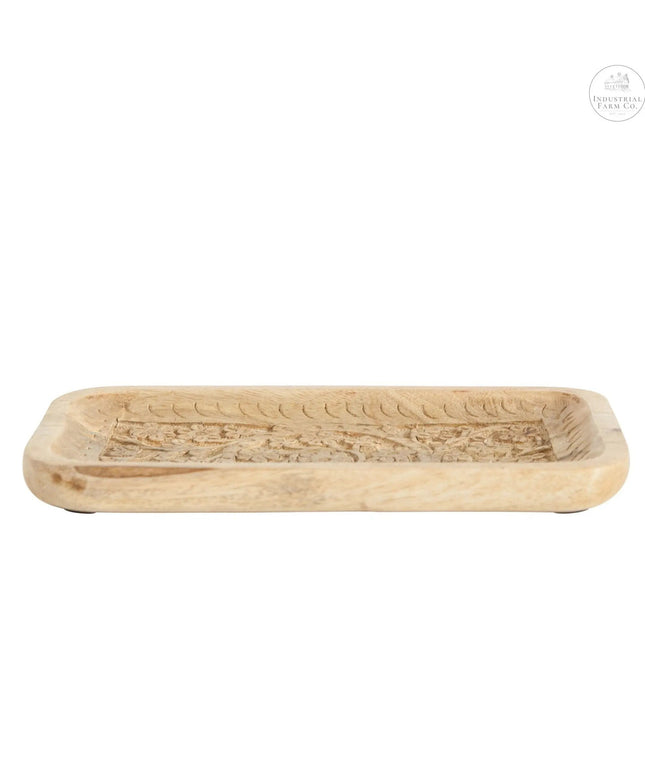 Floral Carved Mango Tray     | Industrial Farm Co