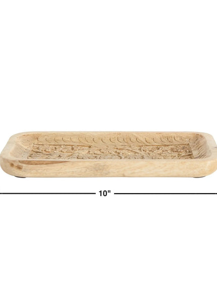 Floral Carved Mango Tray     | Industrial Farm Co