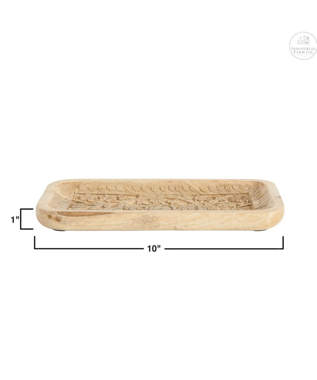 Floral Carved Mango Tray     | Industrial Farm Co