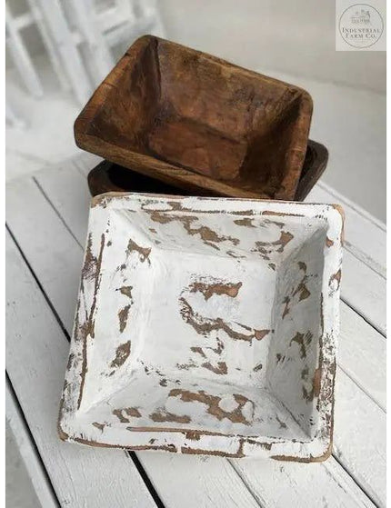 Hand Carved Wooden Square Bowl  Default Title   | Industrial Farm Co