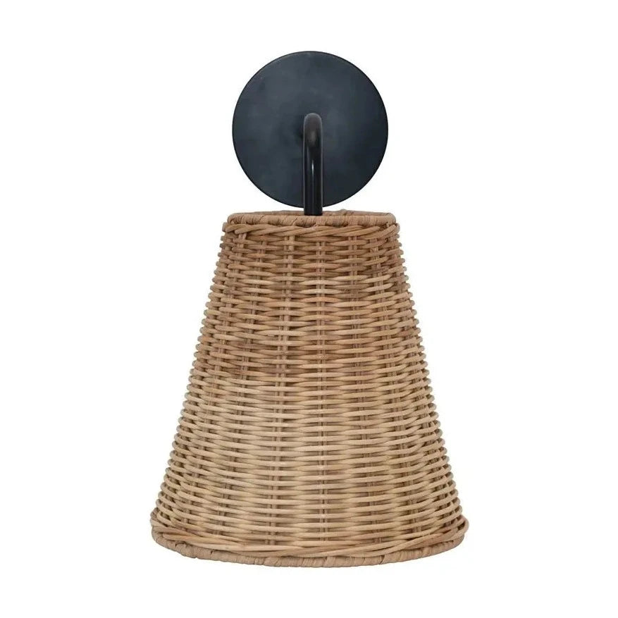 Wicker and Metal Wall Sconce     | Industrial Farm Co