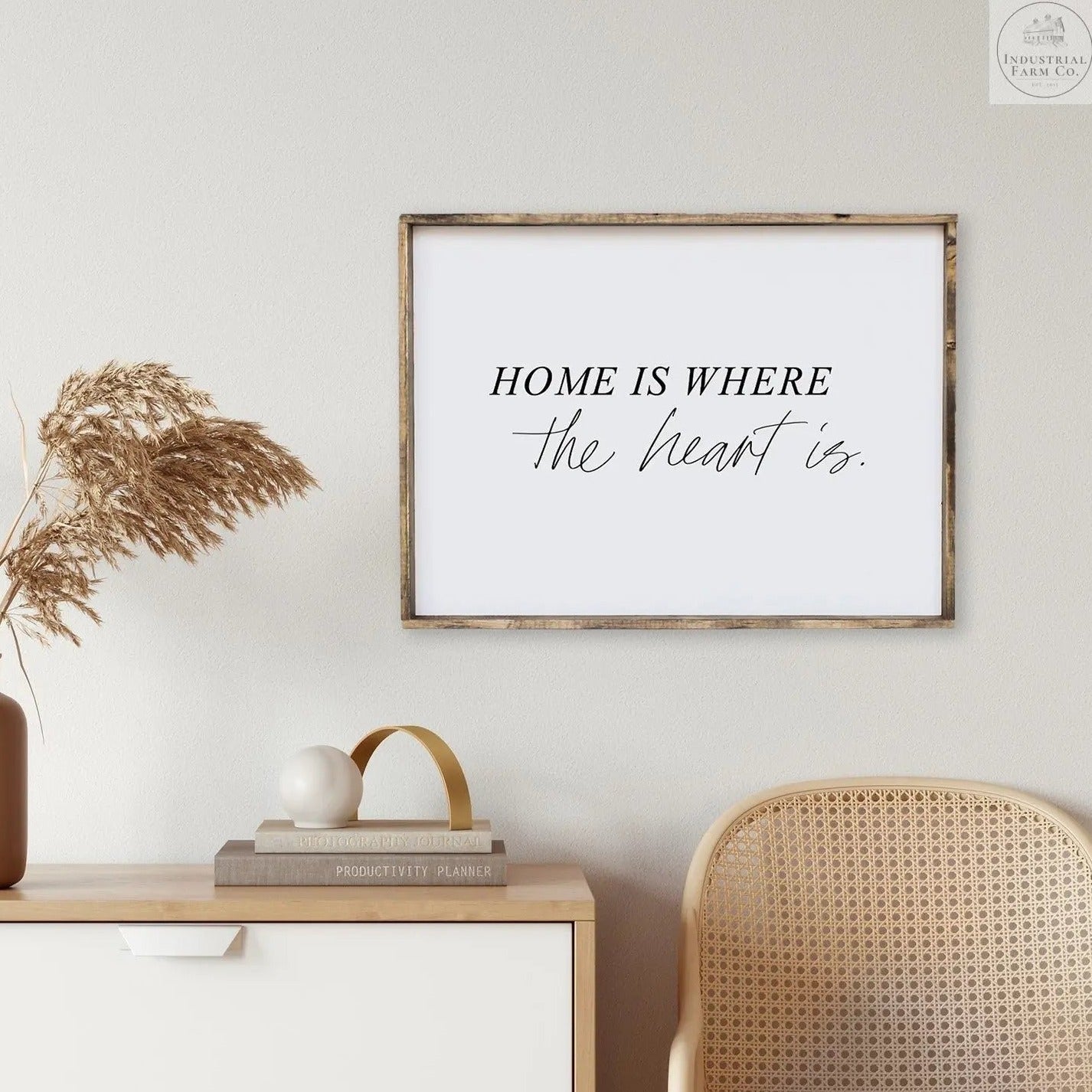 "Home is Where The Heart Is" Wood Sign Hanging Wall Art    | Industrial Farm Co