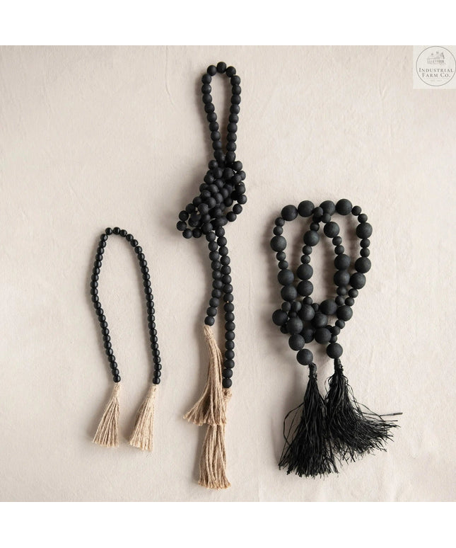 Distressed Black Paulownia Bead Garland  Default Title   | Industrial Farm Co