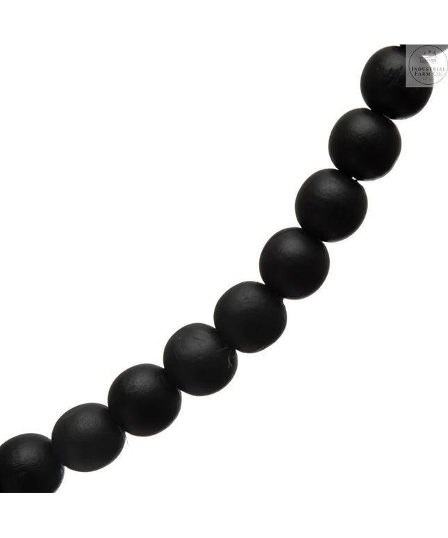 Distressed Black Paulownia Bead Garland     | Industrial Farm Co