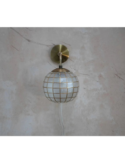 Round Capiz and Metal Wall Sconce  Default Title   | Industrial Farm Co