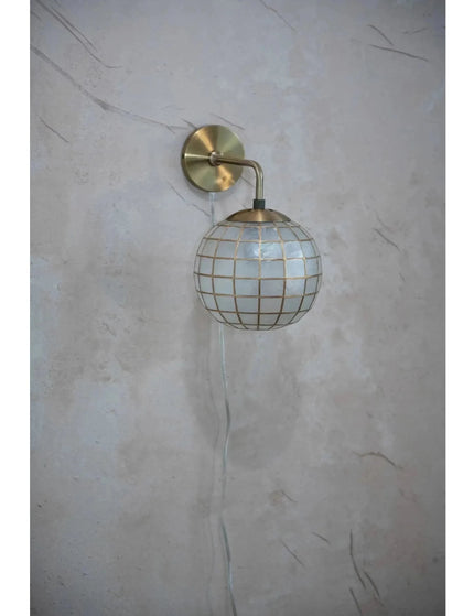 Round Capiz and Metal Wall Sconce     | Industrial Farm Co