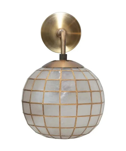 Round Capiz and Metal Wall Sconce     | Industrial Farm Co