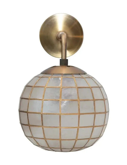 Round Capiz and Metal Wall Sconce     | Industrial Farm Co
