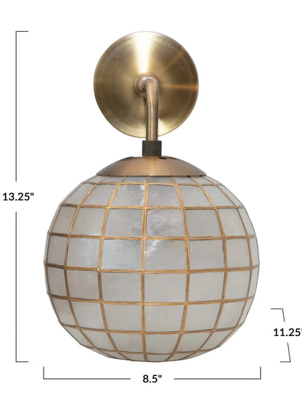 Round Capiz and Metal Wall Sconce     | Industrial Farm Co