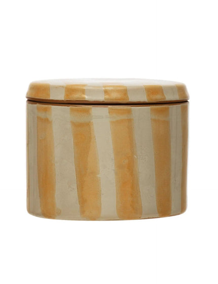 Striped Stoneware Canister  Yellow Stripes   | Industrial Farm Co