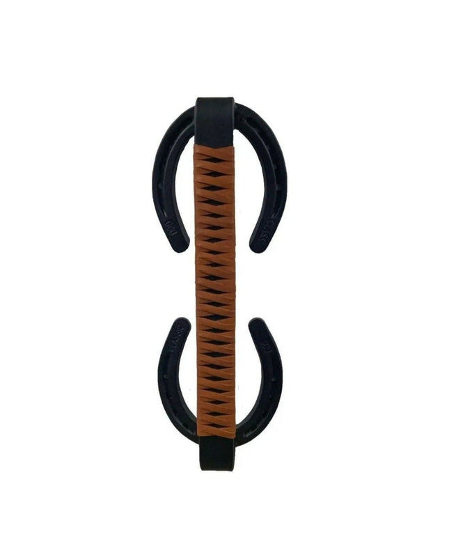 The Bermuda Handle Door Handle/ Pull Copper Powder Coat Leather Wrapping Leather Braid - Saddle | Industrial Farm Co