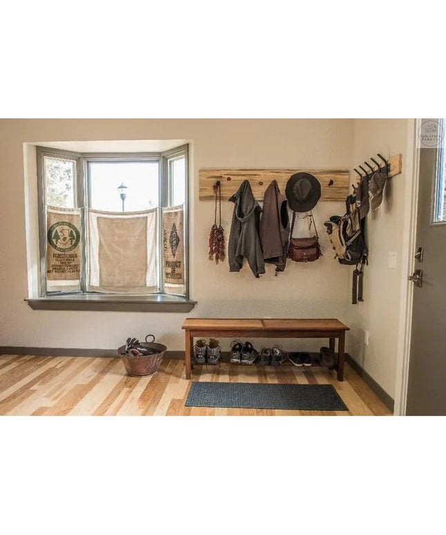 The Christopher Double Hook Coat Rack Coat Rack 14” Wall Mount Length Finish Black Powder Coat | Industrial Farm Co