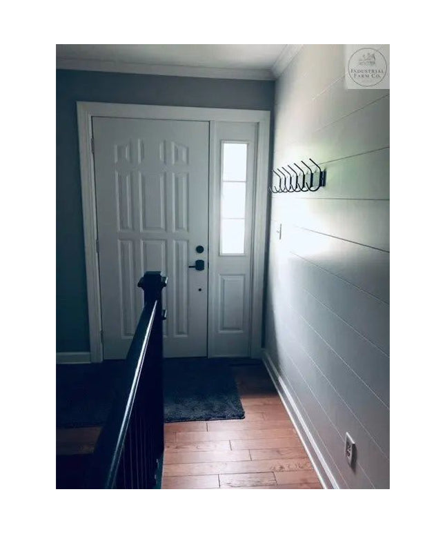 The Cooperstown Double Hook Coat Rack Coat Rack 10" Wall Mount Length Finish Silver Powder Coat | Industrial Farm Co