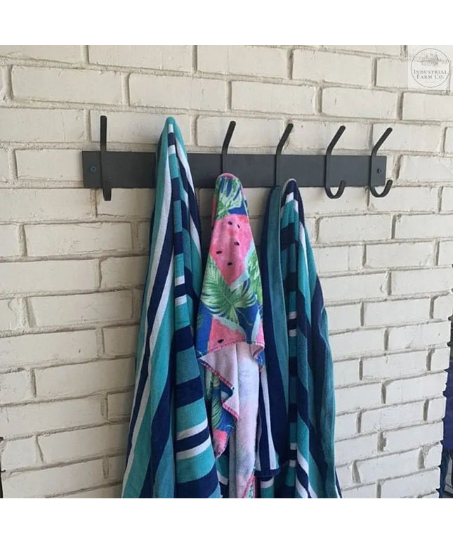 The Cooperstown Double Hook Coat Rack Coat Rack 14" Wall Mount Length Finish Clear Coat | Industrial Farm Co