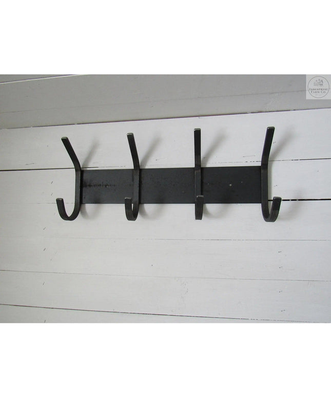 The Cooperstown Double Hook Coat Rack Coat Rack 14" Wall Mount Length Finish Gold Powder Coat | Industrial Farm Co