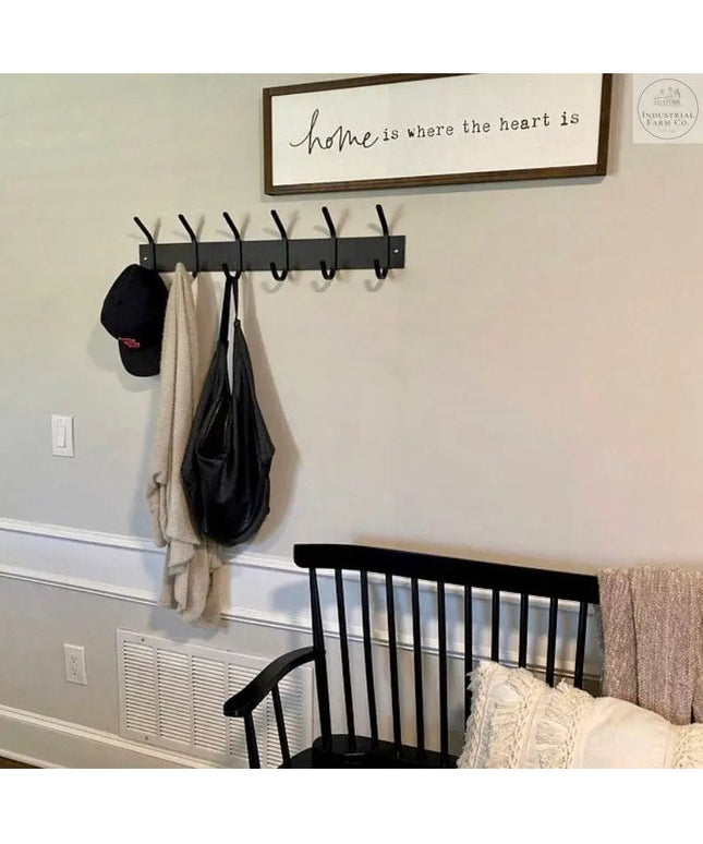 The Cooperstown Double Hook Coat Rack Coat Rack 14" Wall Mount Length Finish Silver Powder Coat | Industrial Farm Co