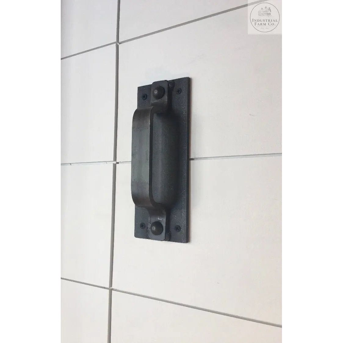 The Corning Handle Door Handle/ Pull Black Powder Coat Flat Push Plate Include Flat Pushplate | Industrial Farm Co