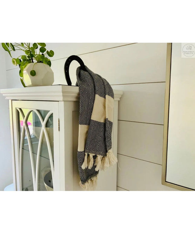 The Ginger Horseshoe Hook Towel Bar Black Powder Coat   | Industrial Farm Co