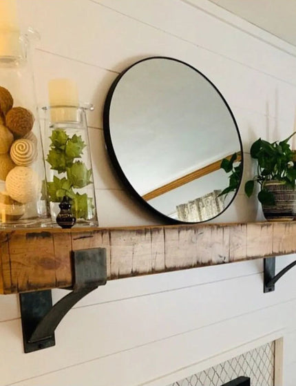 Kudlick Farmhouse Mantel Bracket Brackets/Corbels 6" Depth x 8" Wall Mount Length Finish Raw - Uncoated Metal | Industrial Farm Co
