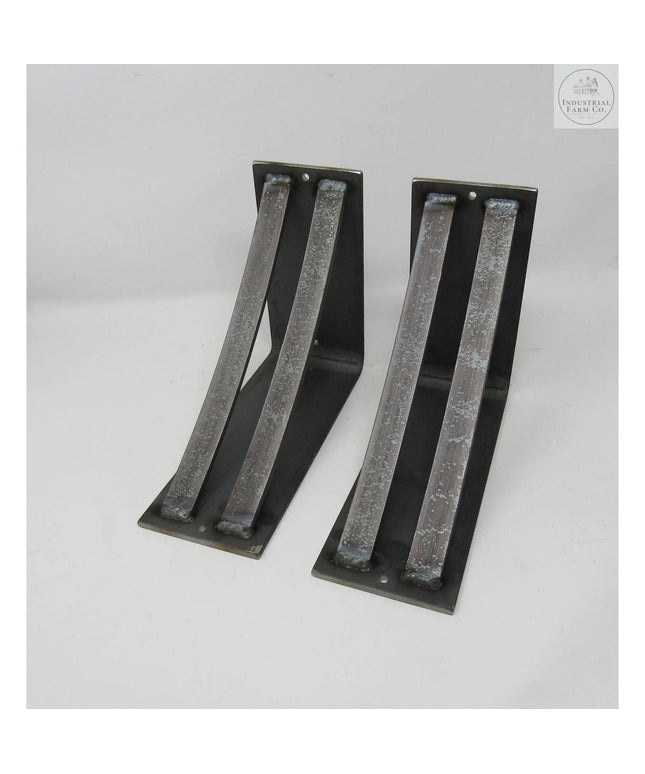 The Little Falls Metal Corbel Brackets/Corbels 8" Depth x 8" Wall Mount Length Finish Silver Powder Coat | Industrial Farm Co
